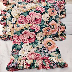Vintage Ethan Allen Custom Pillow Shams PAIR 2 Forest Floral Roses Cottage Core